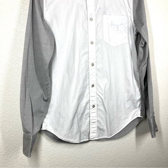 Rag & Bone Mens Button Down Slim Fit Shirt Small White Gray Oxford Long Sleeve - Picture 6 of 16
